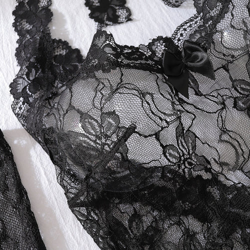 Nightmist | 3-piece lace babydoll with gloves