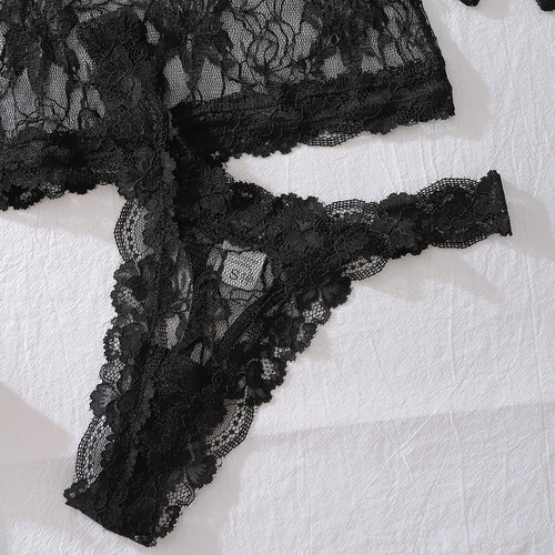 Nightmist | 3-piece lace babydoll with gloves